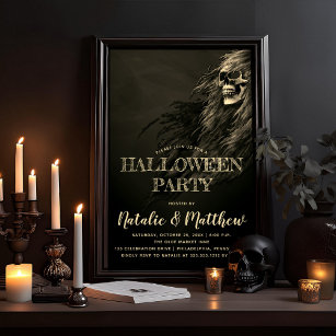 Creepy Hair Skull Halloween Party Invitation