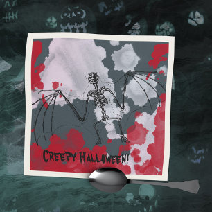 Creepy Halloween Bat Skeleton Napkin