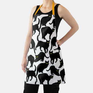 Creepy Halloween Black Cat Apron