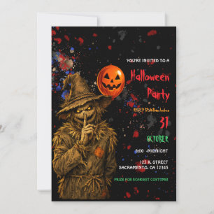 Creepy Halloween Clown Costume Party Invitation 