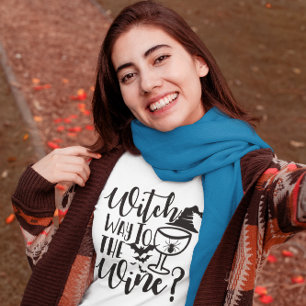 Creepy Halloween design spooky witch wine costume T-Shirt