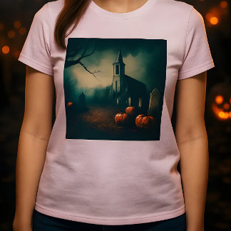 Creepy Halloween Graveyard vintage rustic design Tri-Blend Shirt