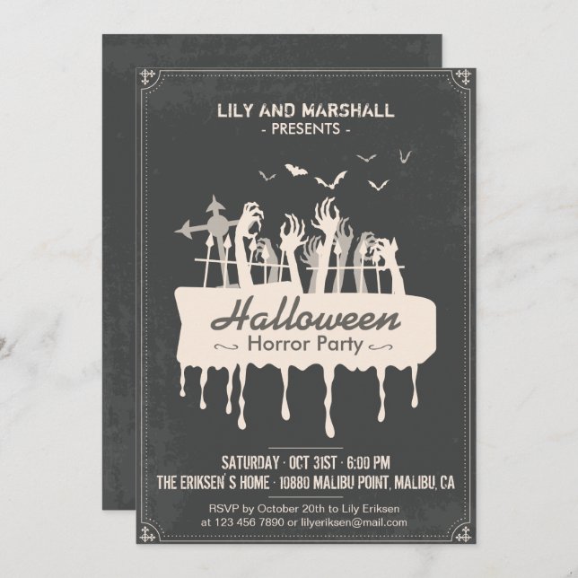 Creepy Halloween Horror Party Invitation (Front/Back)