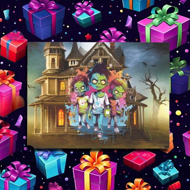 Creepy Halloween House zombie boys Tissue Paper (Zombie Walkers,  Your birthday party won't be complete without an array of gruesome zombie props! )