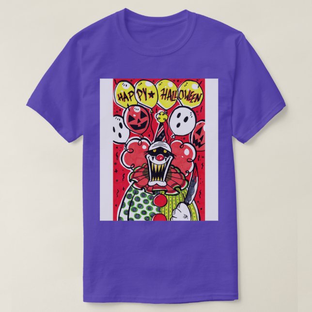 Creepy Halloween Killer Clown T-Shirt (Design Front)