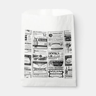 creepy halloween newspaper antique white favour bag