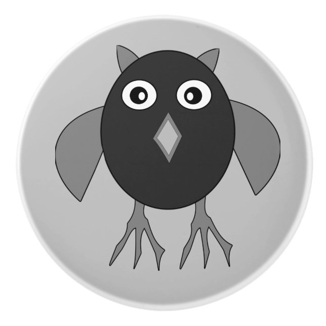 Creepy Halloween Owl Ceramic Knob (Front)