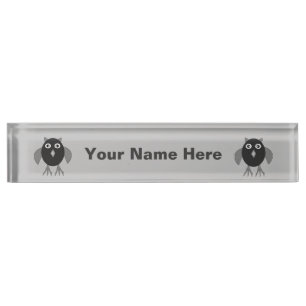 Creepy Halloween Owl Custom Desk Nameplate