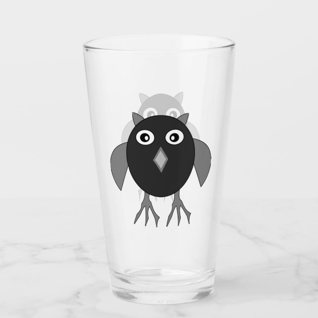 Creepy Halloween Owl Glass (Front)