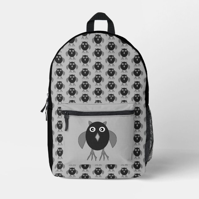 Creepy Halloween Owl Printed Backpack (Front)