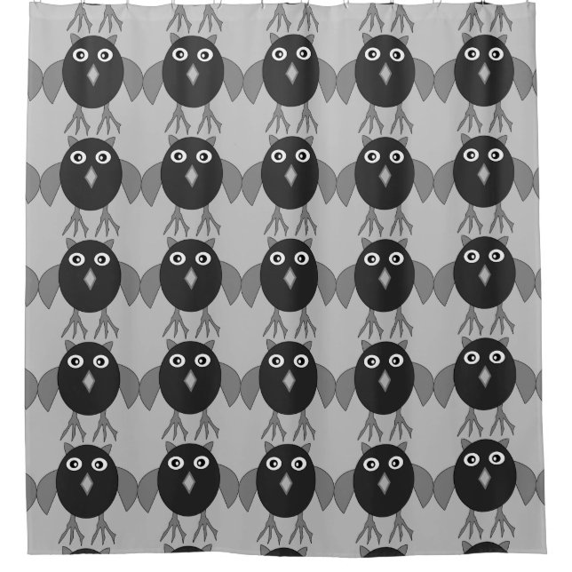 Creepy Halloween Owl Shower Curtain (Front)
