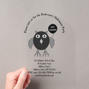 Creepy Halloween Party Owl Custom Acrylic Invitations