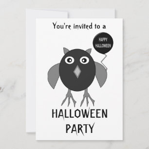 Creepy Halloween Party Owl Customisable Invitation
