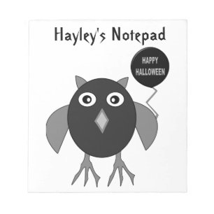 Creepy Halloween Party Owl Customisable Notepad