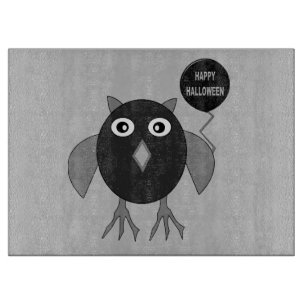 Creepy Halloween Party Owl Glass Cutting Board
