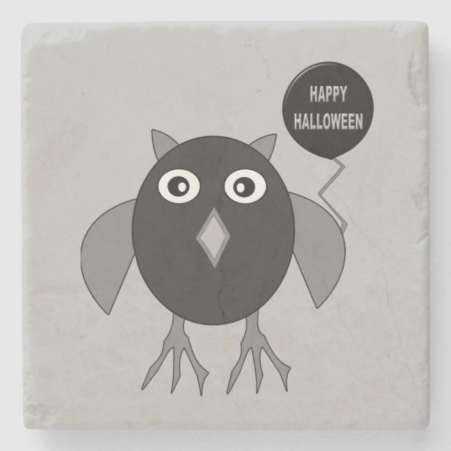 Creepy Halloween Party Owl Stone Coaster (Front)