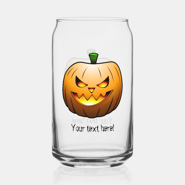 Creepy Halloween Pumpkin Face Can Glass (Front)