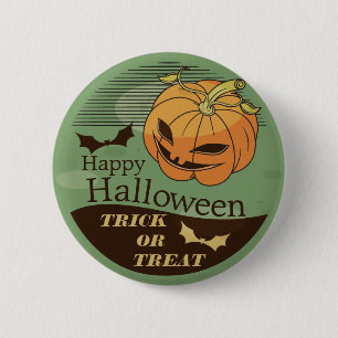 Creepy Halloween Pumpkin Vintage   Pin Button