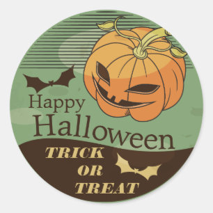 Creepy Halloween Pumpkin Vintage   Sticker Seal