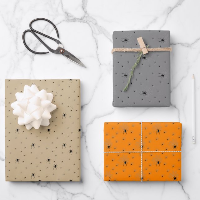 Creepy Halloween Spider Wrapping Paper. Paper Sheet (Front)