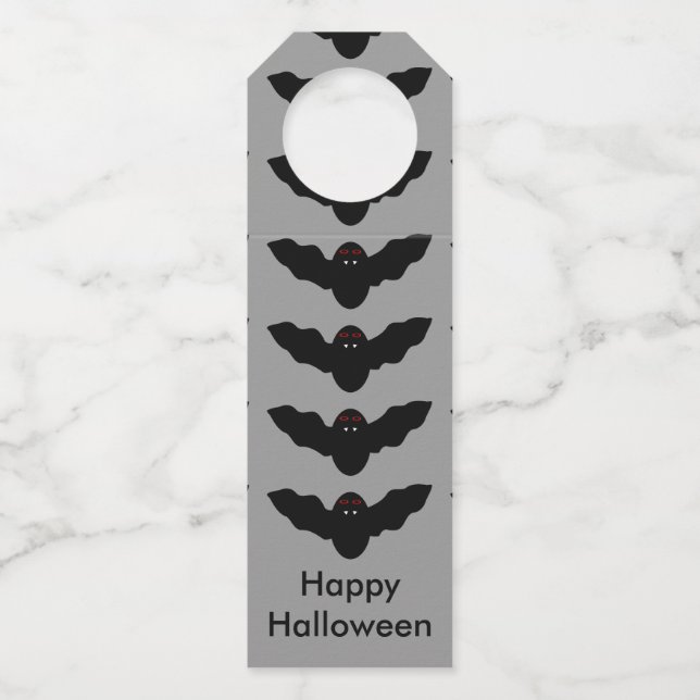 Creepy Halloween Vampire Bat Custom Bottle Hangers (Front)