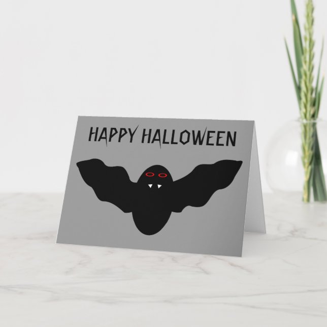 Creepy Halloween Vampire Bat Custom Card (Front)