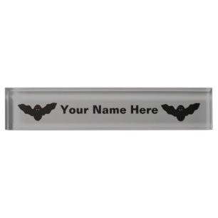 Creepy Halloween Vampire Bat Custom Desk Sign