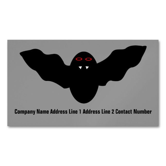 Creepy Halloween Vampire Bat Personalised Magnetic Business Card (Front)