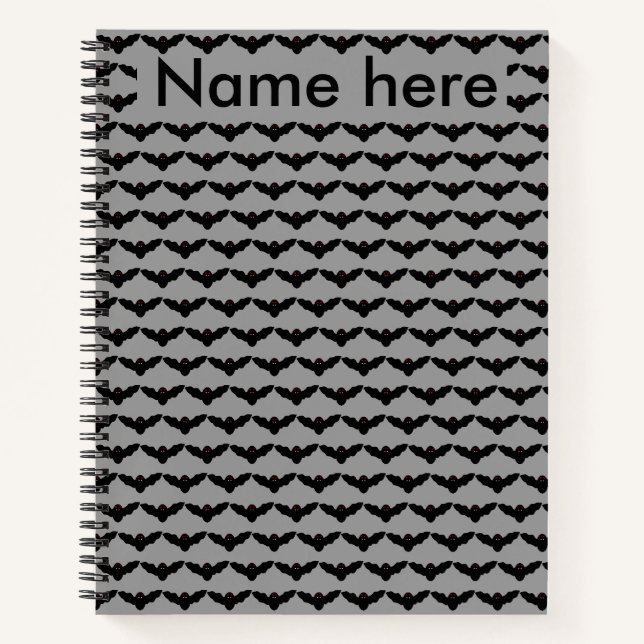 Creepy Halloween Vampire Bat Spiral Notebook (Front)
