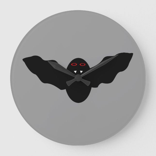 Creepy Halloween Vampire Bat Wall Clock (Front)