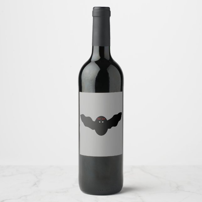 Creepy Halloween Vampire Bat Wine Labels (Front)