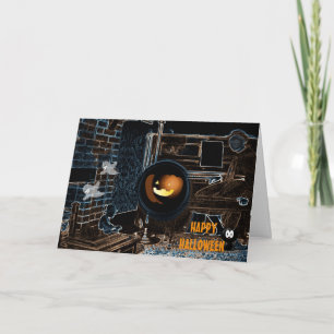 cREepy HaLLoWeen ViNtAge PhOToGRapH PiAnO WoMAn Card