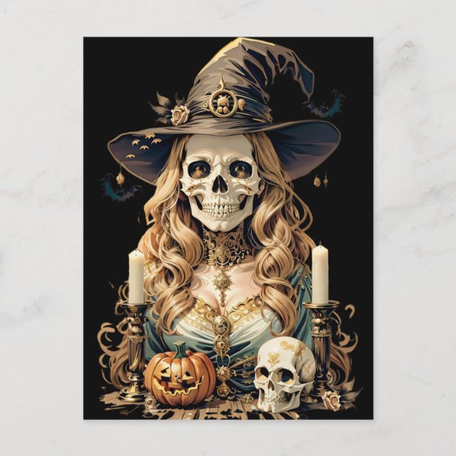 Creepy Halloween Witch Postcard (Front)