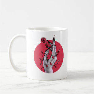 Creepy Hand Rose Thorns Macabre Red Coffee Mug
