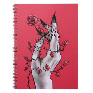 Creepy Hand With Rose And Thorns Gothic Art Notebook
