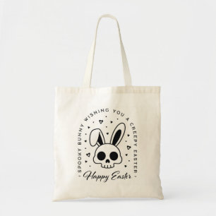 Creepy Happy Easter bunny skull gothic aesthetic Tote Bag