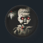 Creepy Haunted Doll Halloween Costume Party Paper Plate<br><div class="desc">Customise with any text. Matching items are available.</div>