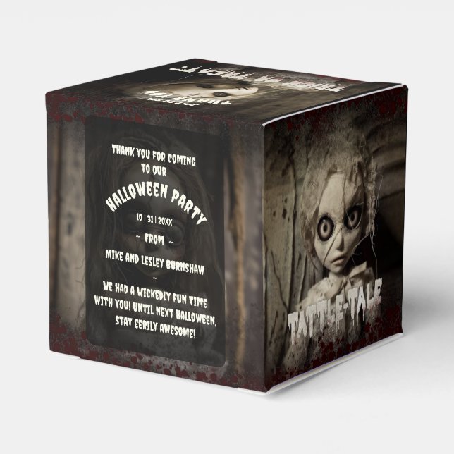 Creepy Haunted Doll Halloween Favour Boxes | Spook (Back Side)
