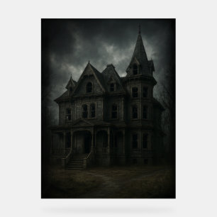 creepy haunted house   acrylic sign