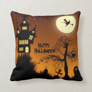 Creepy Haunted House Halloween Decorative Cushion