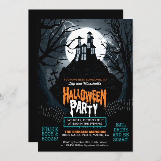 Creepy Haunted House Halloween Party Invitation (Front/Back)