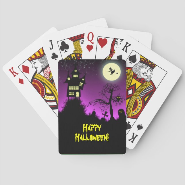 Creepy Haunted House Halloween Playing Cards (Back)