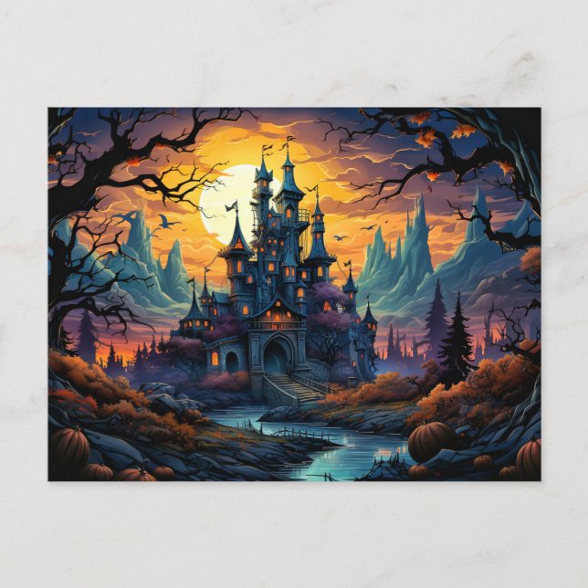 Creepy Haunted House | Happy Halloween Postcard (Front)