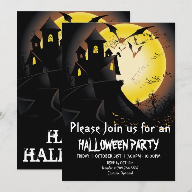 Creepy Haunted House Scary Halloween Party Invitation (Front/Back)