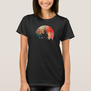 Creepy Haunted House & Spooky Watercolor Full Moon T-Shirt
