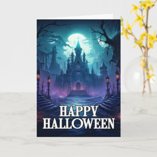 Creepy Haunted Manor   Happy Halloween Card