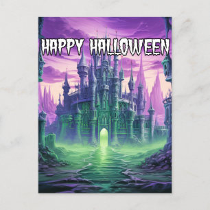Creepy Haunted Mansion   Happy Halloween Postcard