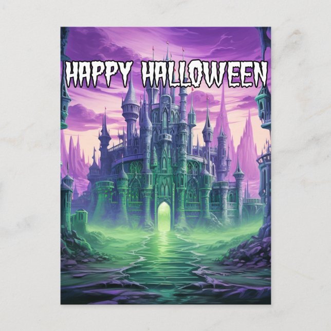 Creepy Haunted Mansion | Happy Halloween Postcard (Front)