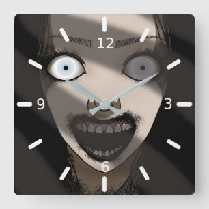 Creepy Haunting Ghost Lady Square Wall Clock
