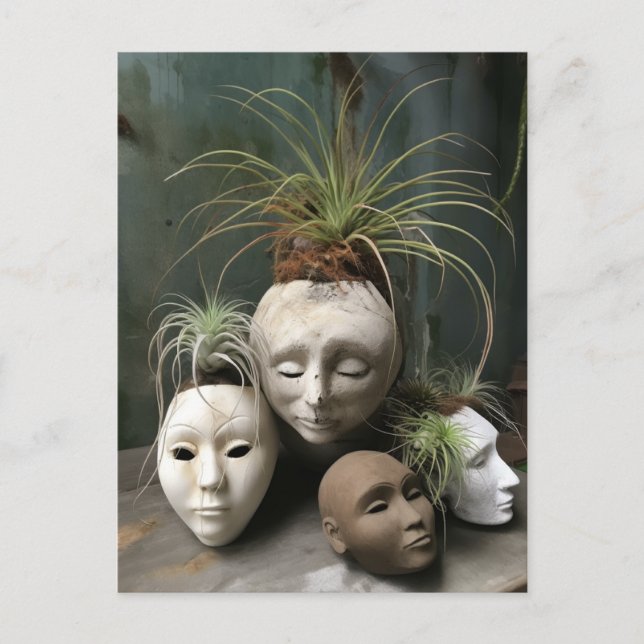 Creepy Head Planters Postcard (Front)